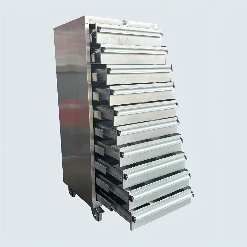 304 stainless steel tool cabinet 10th floor workshop heavy duty mobile tool cart thickened drawer type auto repair toolbox