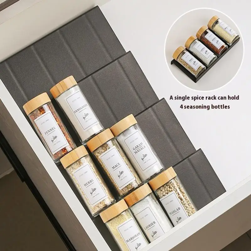 

2/4/8Pieces Kitchen Spice Drawer Organizer Adjustable Spice Rack For Spice Jars Seasoning Bottles Rack Outdoor Tableware