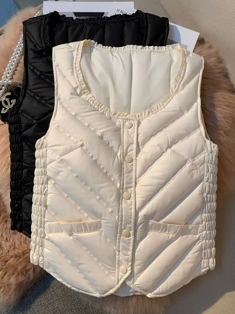 

Cropped Slim Vests Women New Autumn Winter Warm Sleeveless Outwear Vintage All-match M-3XL Cozy Streetwear Inside Classic Chic