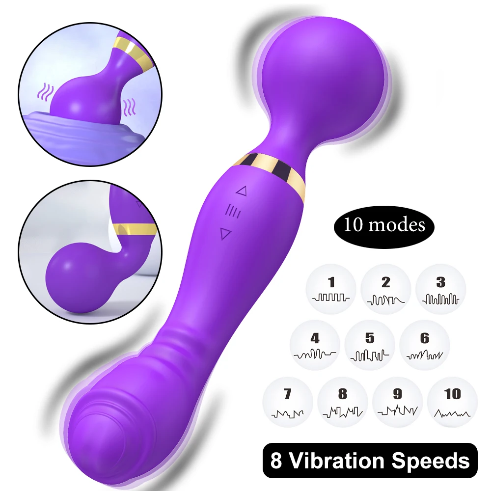 Magic Wand 20 Speeds Powerful Dildos Vibrator Dual Motor Large G-Spot AV Massager Clitoris Stimulator for Female Adults Sex Toys