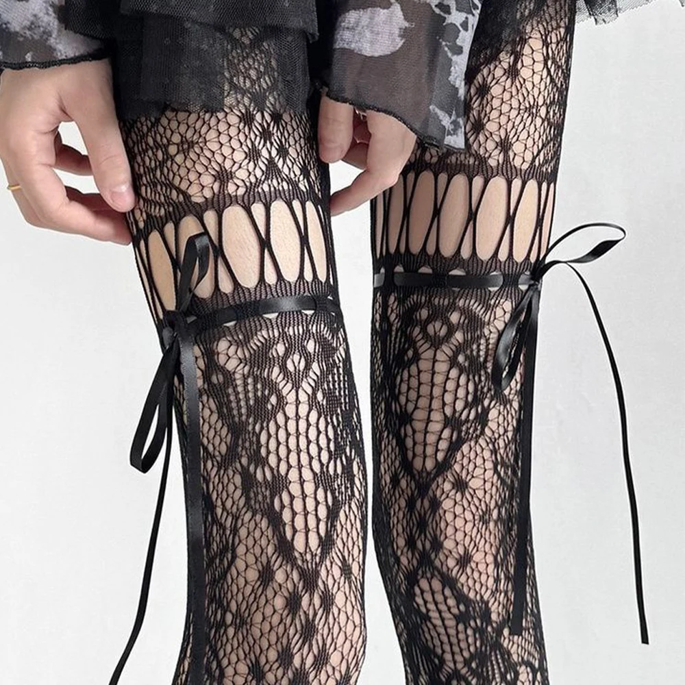 New Beige Tight Fitting Women's Sexy Transparent Mesh Y2K Sweet and Fashionable Mesh Stockings Jk Uniform Lace Sexy Stockings