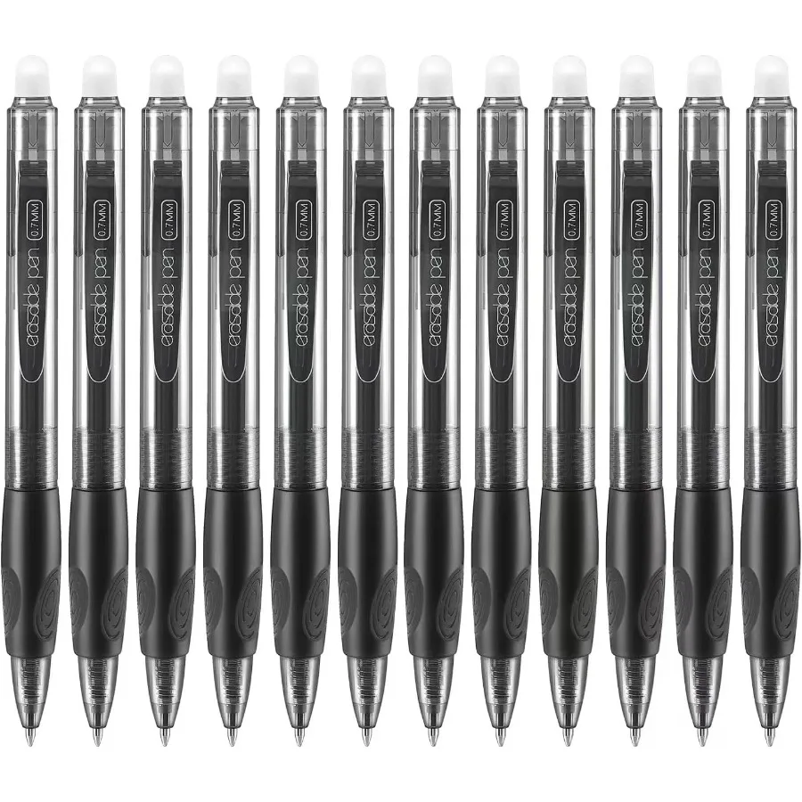 

Стираемые ручки Click Fine Point 0,7 мм, выдвижные стираемые гелевые ручки для завершения судоку и кроссвордов, 12 шт., черные