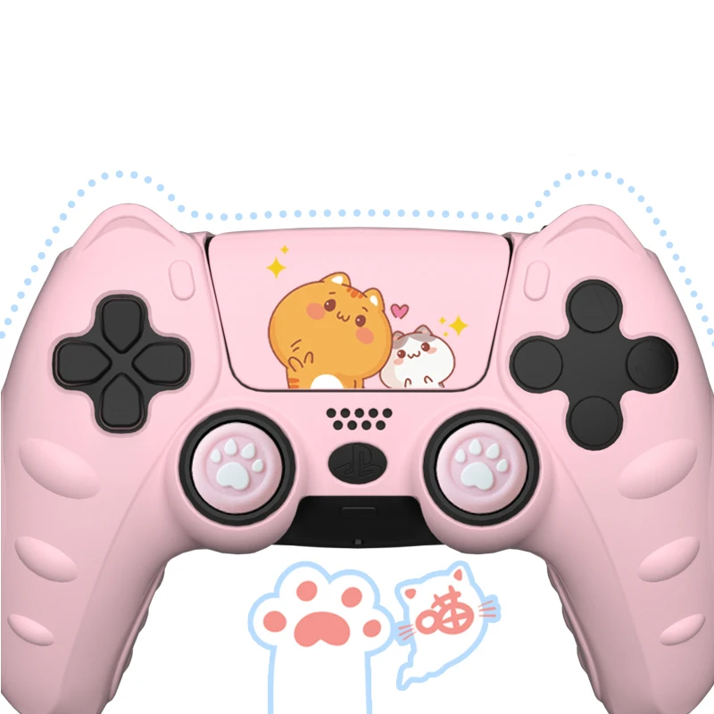 New Cat Paw Silicone Soft Protector Sticker Skin For Sony Playstation Dualsense 5 PS5 Controller Case Thumb Stick Grip Cap Cover
