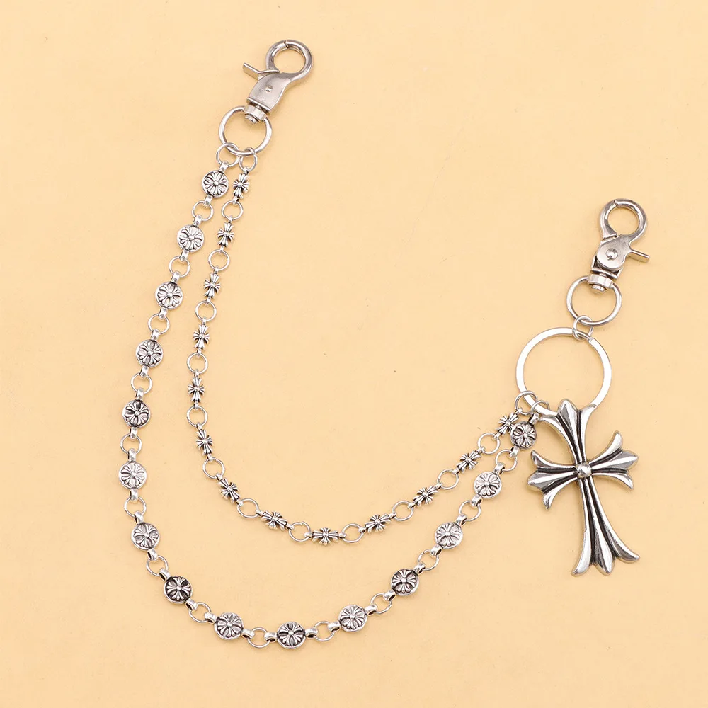 فاسق الصخرة المعادن الصليب السراويل الخصر سلسلة الرجال النساء مفتاح سلسلة حلقة كبيرة محفظة المفاتيح الجينز للجنسين الهيب هوب مجوهرات هدية