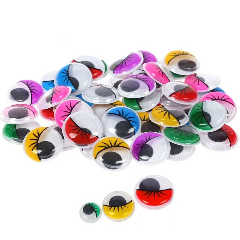 100/200 pçs olhos de movimentação redondo plástico auto-adesivo dos desenhos animados olhos móveis artesanato diy acessórios decorativos feitos à mão tmz