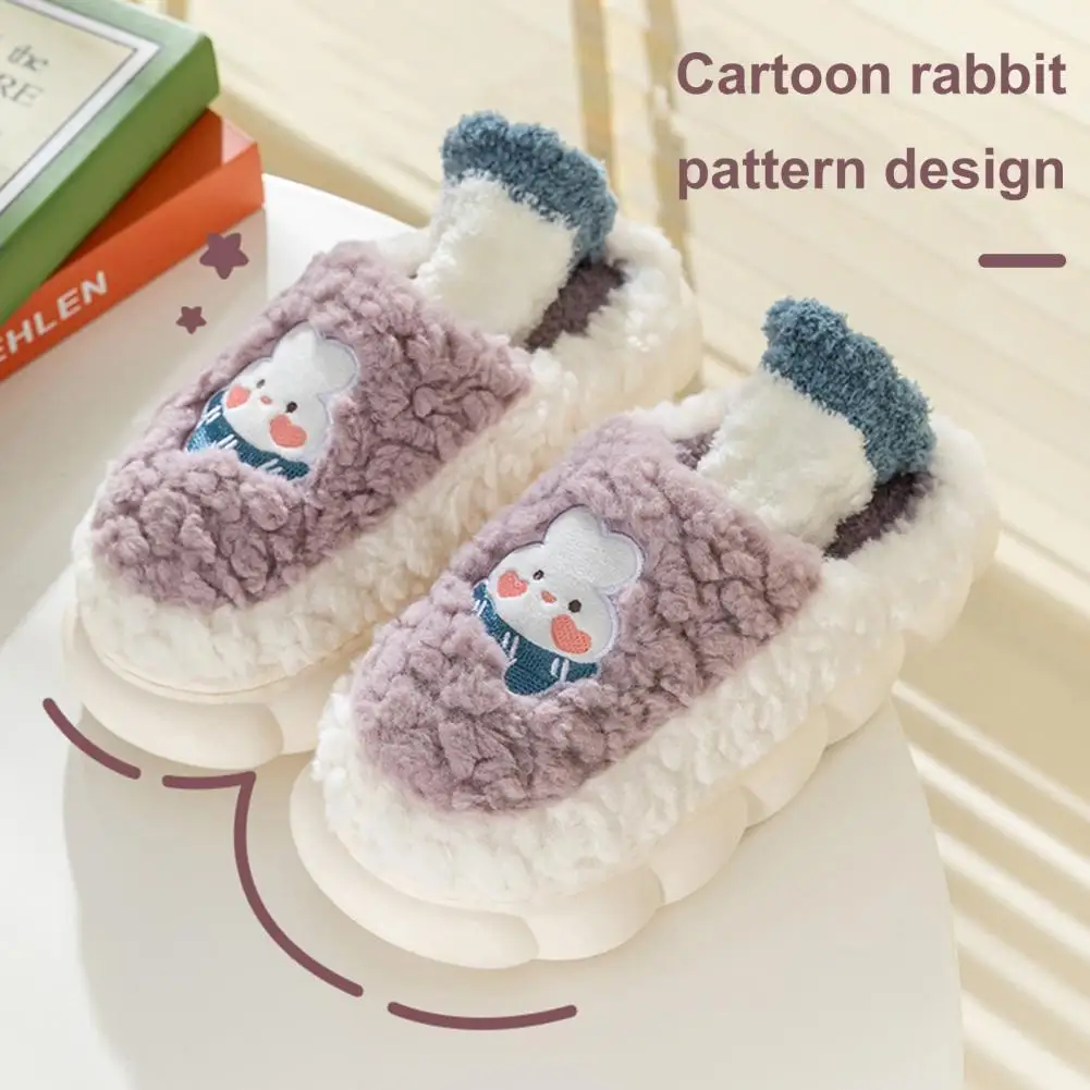 Cute Squinting Sheep Winter New Women Slipper Soft Heel Man Platform Fur Warm Indoor Comfortable Home Fluffy Home Slippers