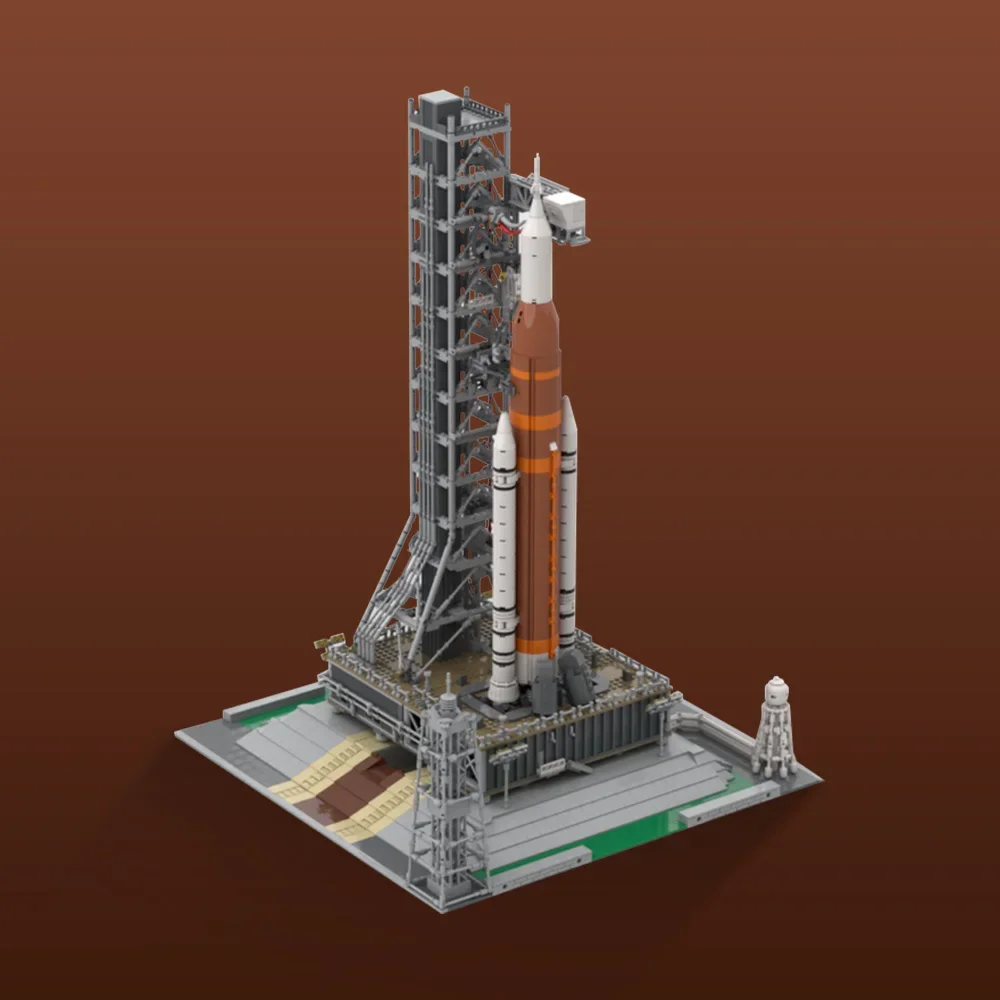 Moc espaço foguete modular artemis sistema de lançamento espacial blocos de construção modelo ariane 5 eca tijolos spacex falcon brinquedo pesado crianças presente