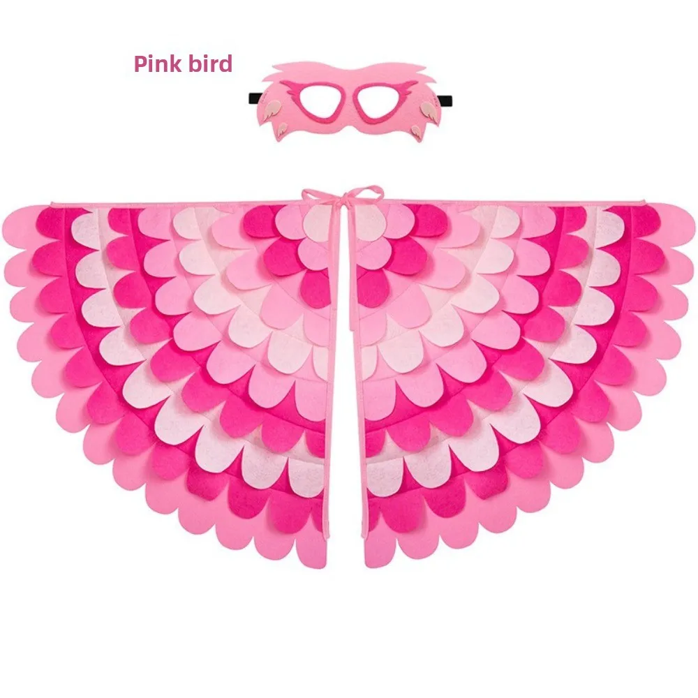 Creative Felt Cloth Halloween Cloak with Mask Robe Owl Halloween Children Costume Cosplay Bird Wings Cape Mask Set Children