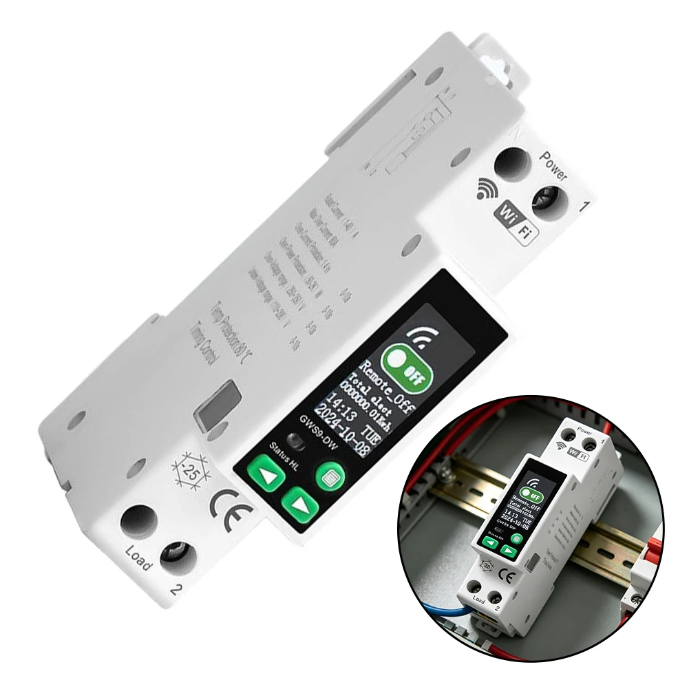for Smart Digital Circuit Breaker with WiFi Remote Control and Real-Time Load Monitoring AC90-240V 1~40A Rail Mount