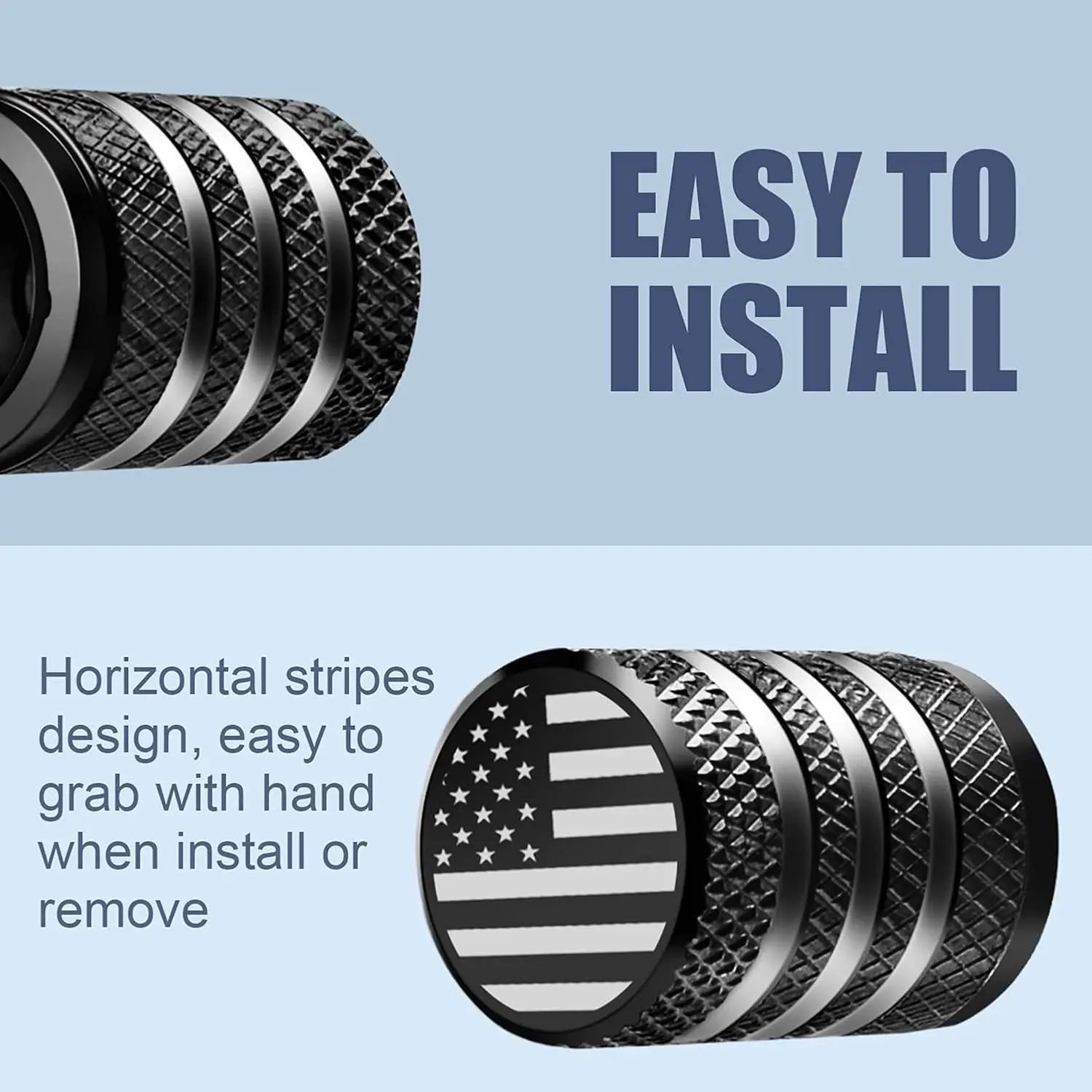 Tire Valve Stem Cap Cover - (4Pack) Tire Air Cap Metal with Plastic Liner Corrosion Resistant Leak-Proof American Flag for Car