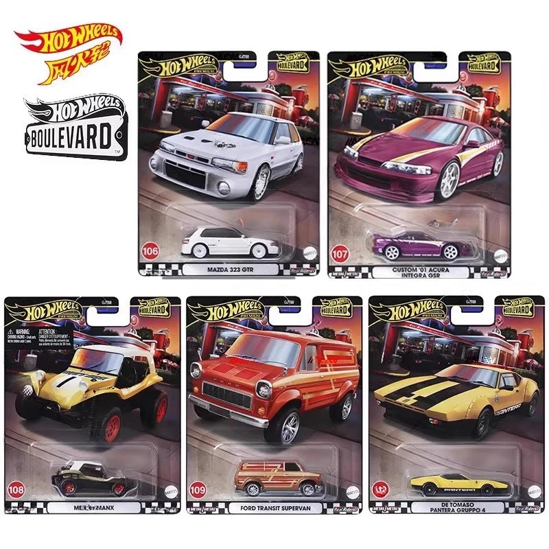 5 قطع/مجموعة من العجلات الساخنة GJT68 Y Boulevard 22 Mazda 323 Acura Ford Alloy Cars مع إطارات مطاطية، 1:64 Diecast نموذج معدني للمركبات