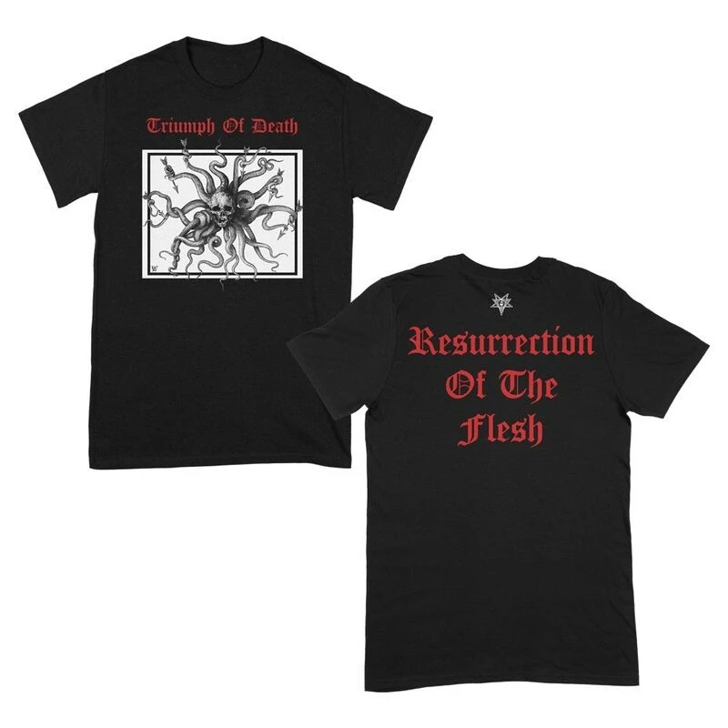 Samael Skull Octopus Triumph of Death Print T-Shirt, 100 % Baumwolle, Unisex, Black Metal Streetwear, Fan-Grafik-T-Shirt