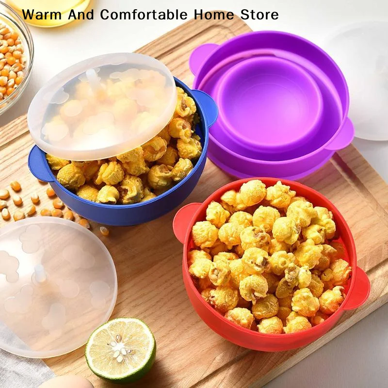 【W】Collapsible Silicone Microwave Popper Popcorn Maker With Lid Microwave Popcorn Bowl Fruit Bowl Multifunction DIY Bowl 1PC