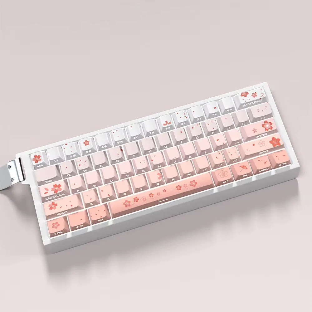 Sakura theme keycaps Original height Side engraving Light transmission Thermal sublimation Adapted magnetic axis keyboard Ace60/