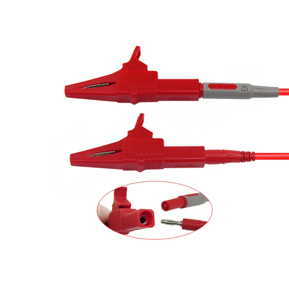 

Battery Test Clip 1000V 32A Heavy Duty Alligator Clip with 4mm Banana Socket Insulated Crocodile Clamp Multimeter Clip