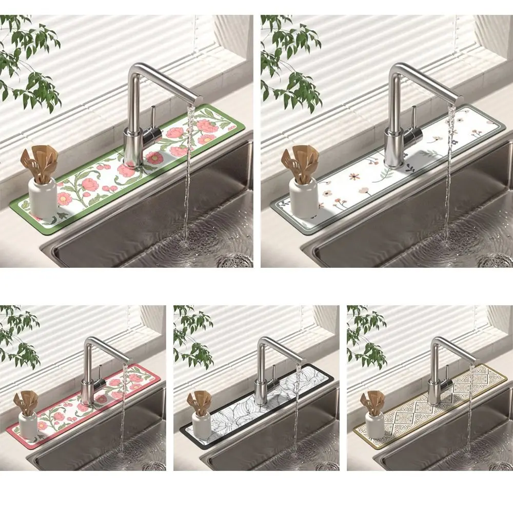 

Fashion Diatomite Faucet Draining Mat Splash Convenient Drying Mat Multifunction Sink Splash Mats Kitchen Bathroom Supplies