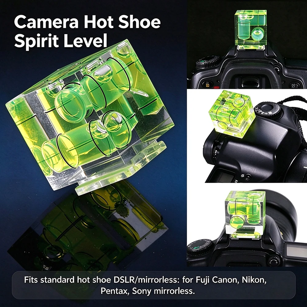 Hot Shoe Bubble Level Cover Triple Axis Spirit Level for Sony Canon Nikon ZF Fuji DSLR Mirrorless Camera Photography Accessories