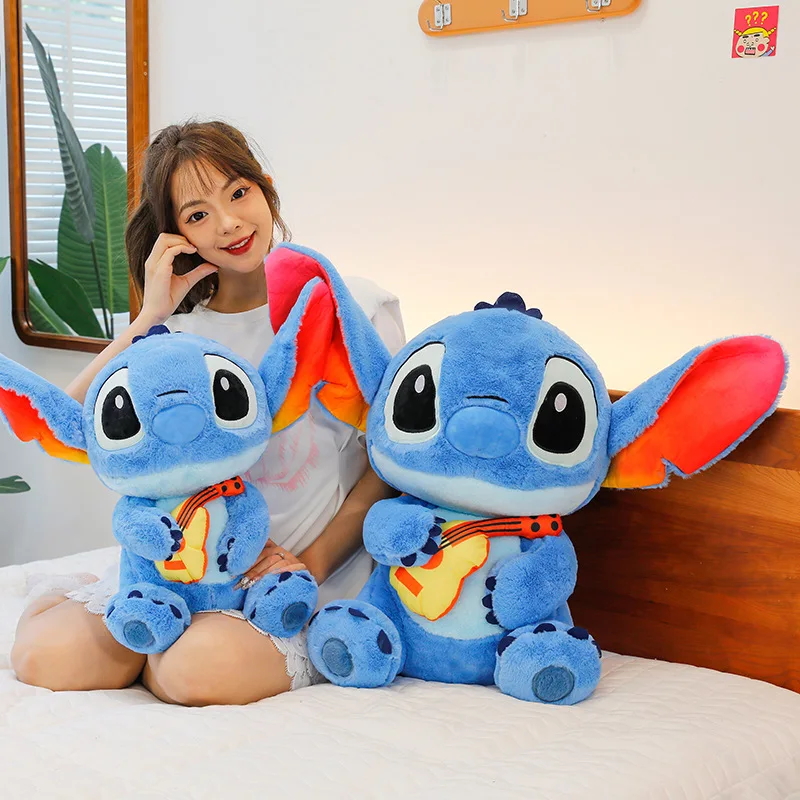 40/50cm Disney Cartoon Guitar Stitch Plush Toy Boy Birthday Gift Violin Stitch Home Decor Pillow Decoration Gifts