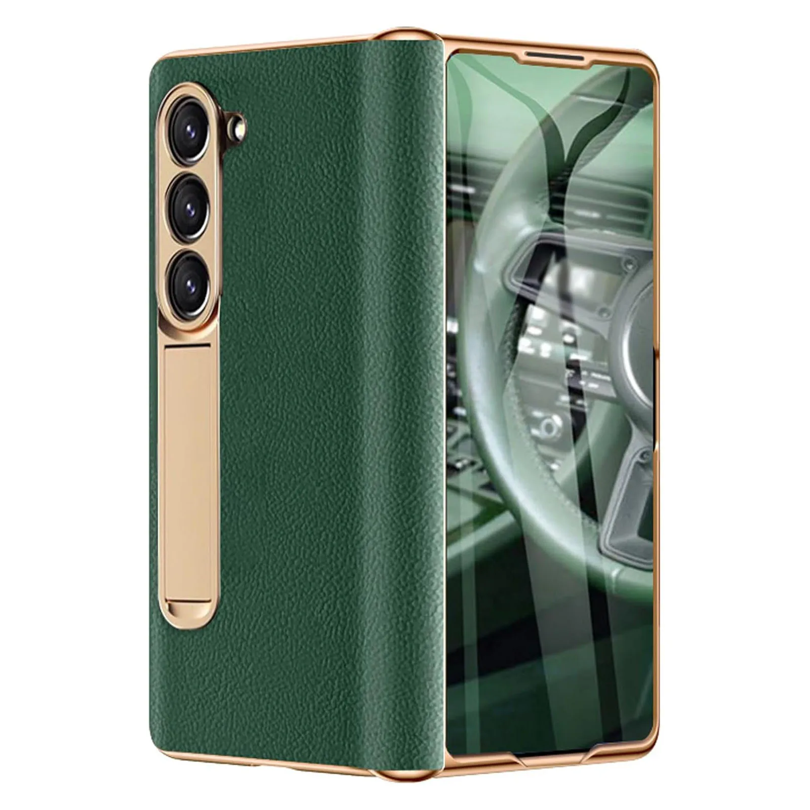 

Genuine Leather Case for Samsung Galaxy Z Fold 7 – Heavy Duty, Screen & Lens Protector, Kickstand, Hinge Protection