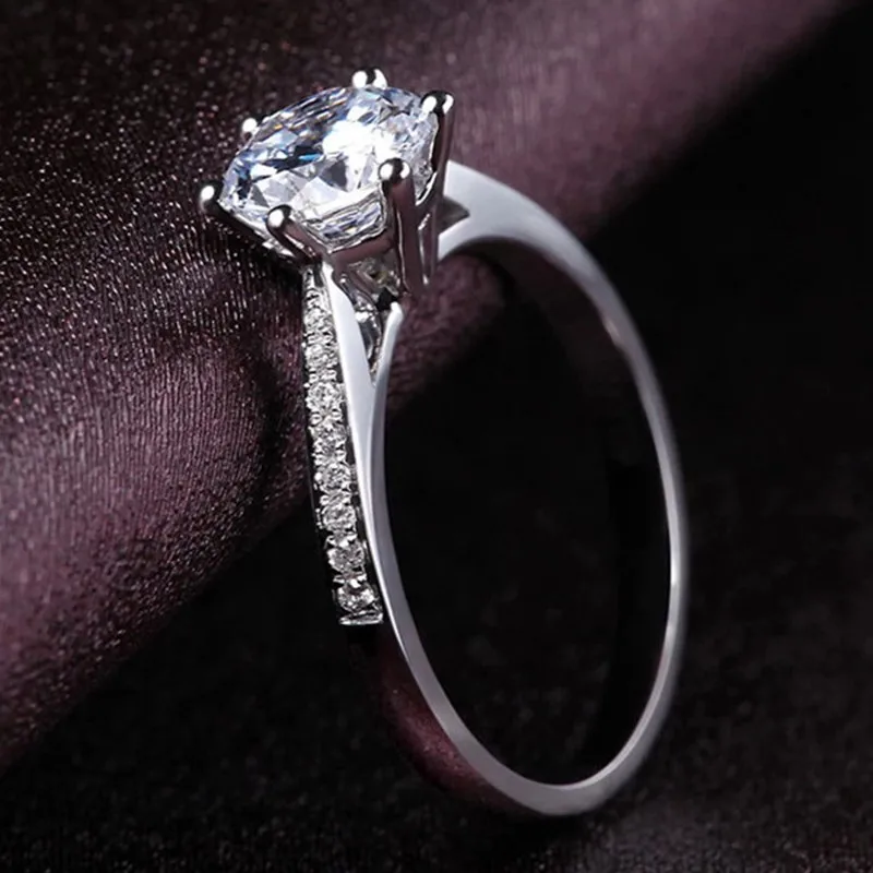 1 Ct Round Cut CZ Solitaire Engagement Wedding Ring for Women Girl Size 4-9