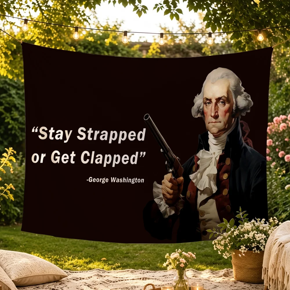 Outdoor Camping Quotes - Grappig citaat George Washington Meme vlag