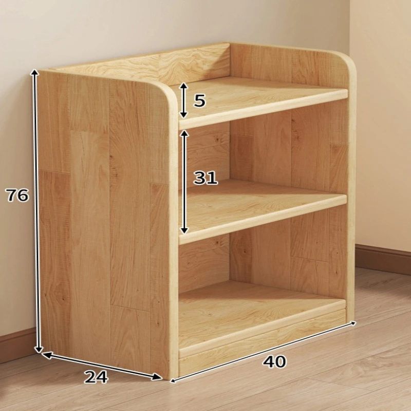 Kids Storage Bookcase, Multi-Layer Solid Wood Organizer for Bedroom, Freestanding Learning Tower & Toy Bookshelf