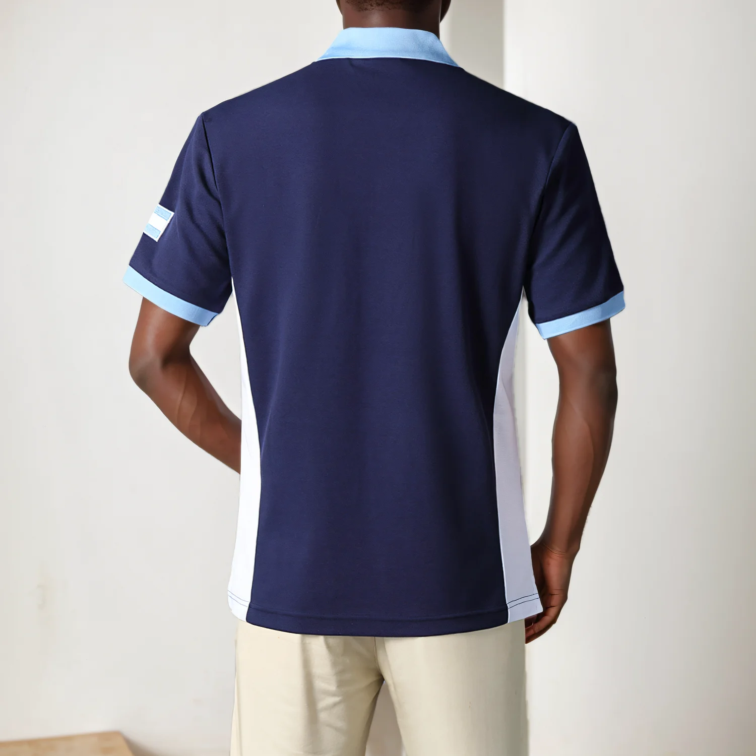 Herren-Poloshirt Argentinien Reisender Baumwolle Stickerei Farbige Nähte Klassisches Modedesign Original-Design Reine Baumwolle Hohe Qualität – Detail 2