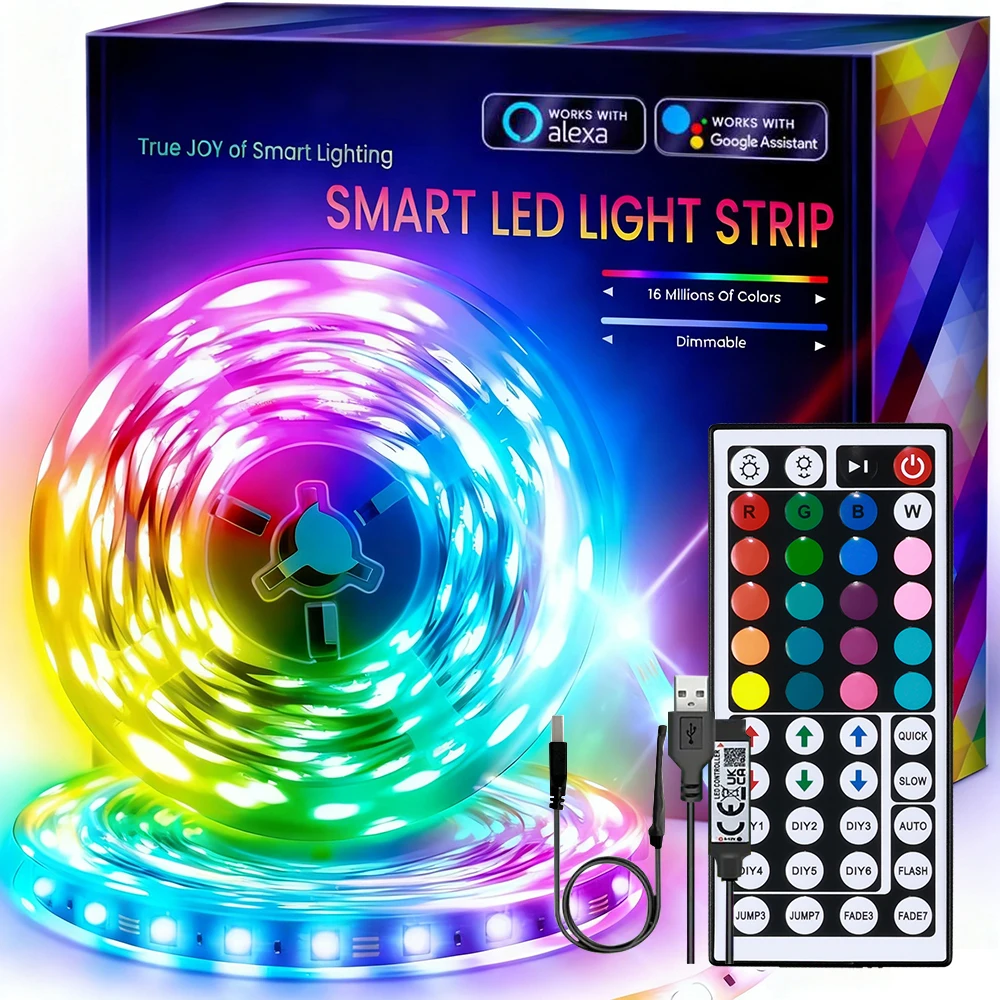 

Led Strip Lights Smart with App Remote Control, 5050 RGB LED Strip luetooth Connection Music/Voice Sync Color Changing for TV