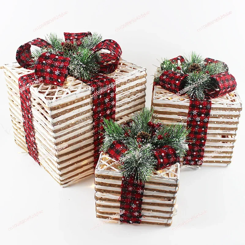 Wrought Iron Gift Box Christmas Tree Accessories Props Shopping Mall/window Scene Arrangement Gift Box