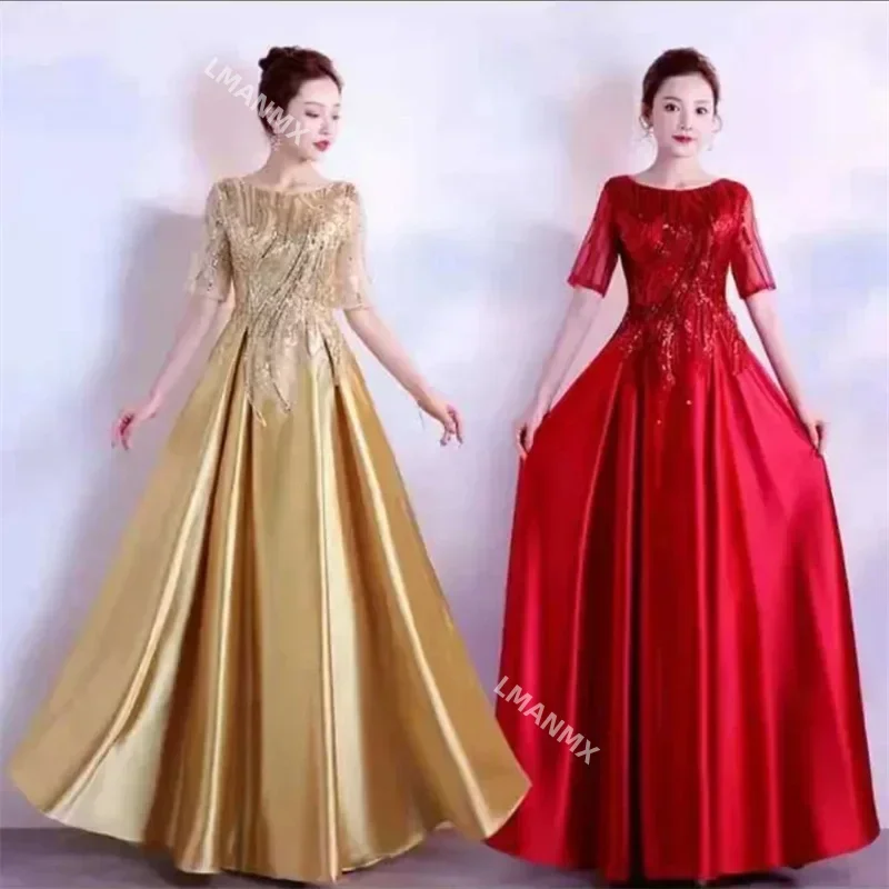 Fashionable Elegant Grand Choir Performance Costume Female Adult Chorus Long Dress Banquet Host Temperament Slim Evening Dress