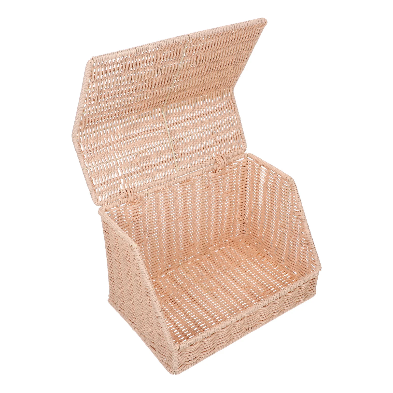 

Rattan Woven Basket Khaki Lid Snack Bread Organizer Natural Aesthetic Kitchen Countertop Woven Baked Goods Container Portable