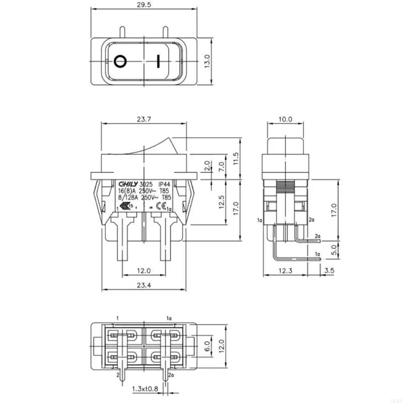 4Pin Rectangle Rocker Switcher Panel Panel Switcher 3025 16A 250V 2 Position 4 Pin For Household Electrical Device