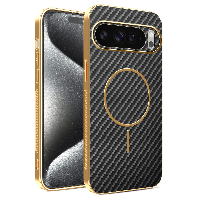 Kohlefaser-Magnethülle für GOOGLE Pixel 10 PRO XL 9 8 7 8A 9A 7A Pixel10 Pixel9 stoßfeste Luxus-Beschichtung aus Kunststoff-TPU-Abdeckung