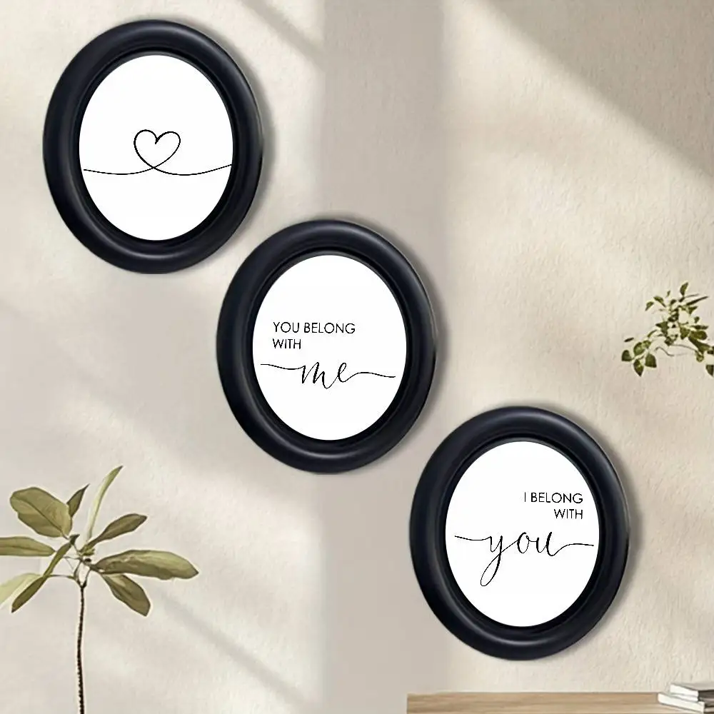 Nordic Black and White FOR YOU Line Art Wooden Elliptical Photo Frame, Perfect for Home & Holiday Decoration, Great Gift Choice
