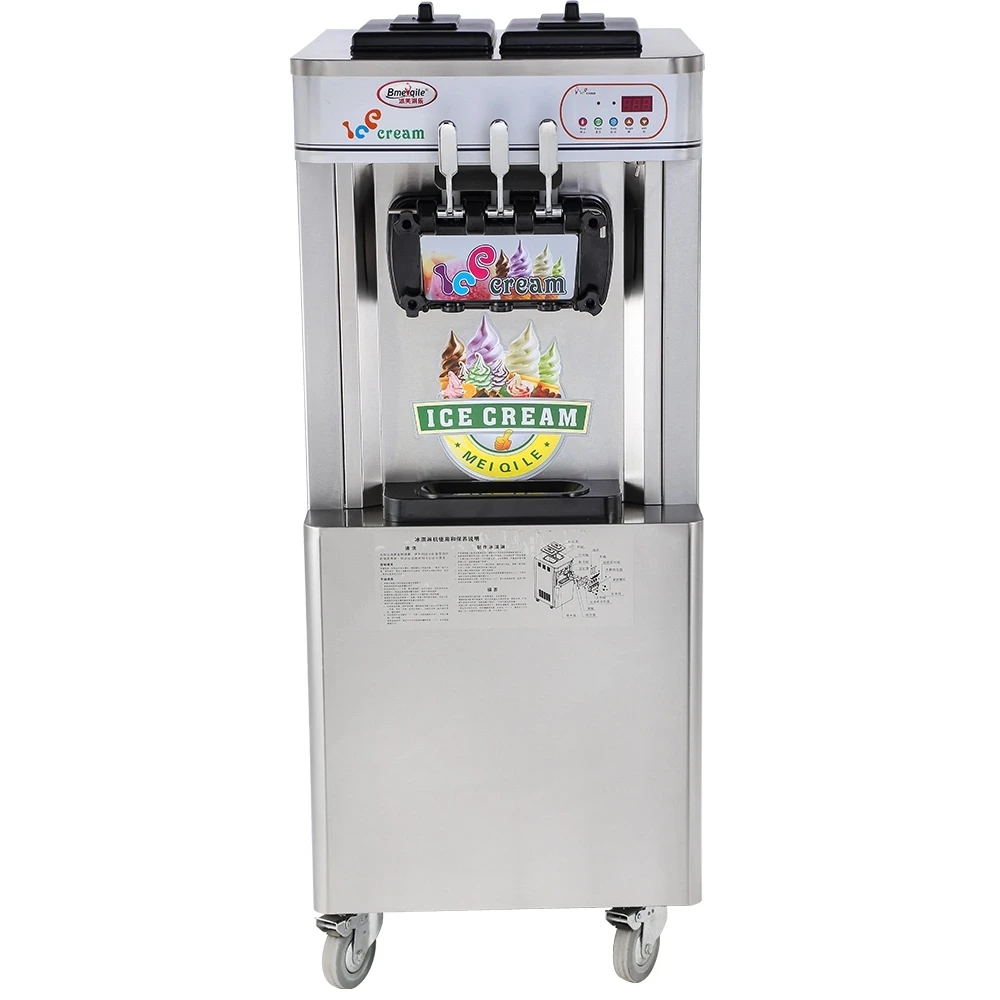 Stainless Steel Floor Standing 3 Flavors Soft Ice Cream And Yogurt Machine Ice Cream Maker