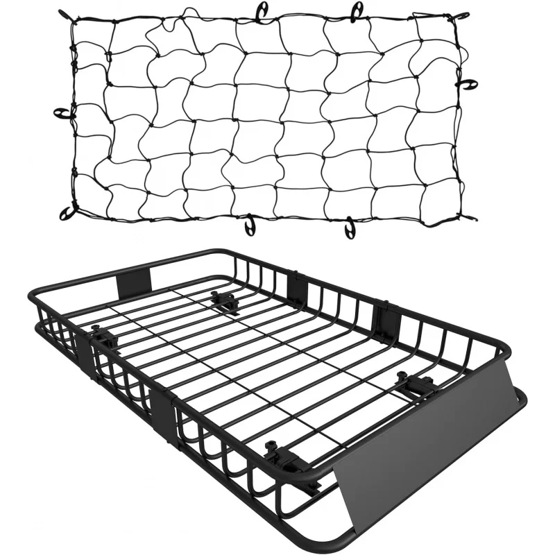 64 L x 39 W x 6 H Roof Rack Carrier Basket, with 250 lbs Capacity, Heavy Duty Steel Car Top Rack Luggage Travel Camping S