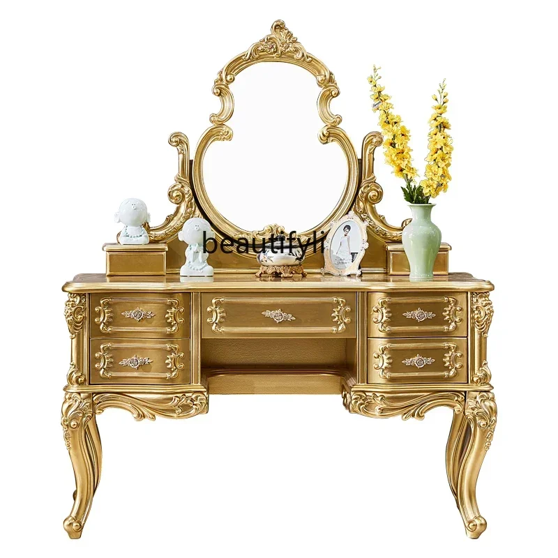 Europäische Kommode, Tisch, Aufbewahrungsschrank, integrierter Kosmetikschrank, französischer und europäischer leichter Luxus-Champagner-Gold-Cou