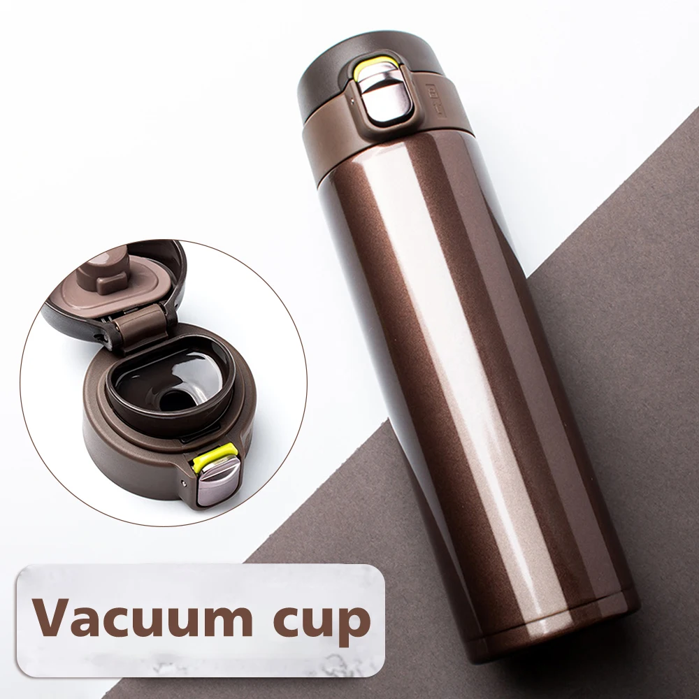 

C2 500ML Stainless Steel Vacuum Flask Thermos Cup Bouncing Cover Portable Thermos Cup Coffee Tea Milk Thermo Bottle Coffee Mug