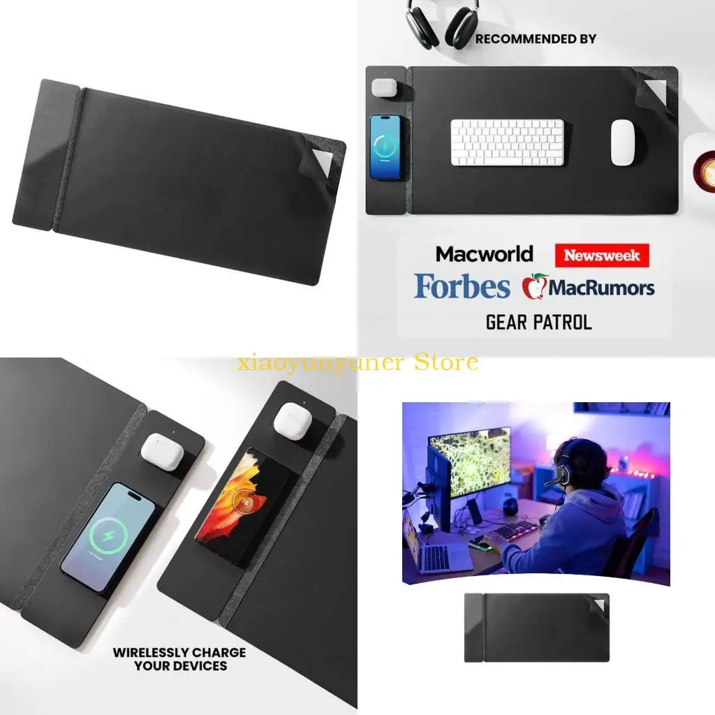 

P9JB Магнитный коврик для мыши с беспроводной зарядкой, 15 Вт, водонепроницаемый игровой коврик для мыши с нескользящей основой,