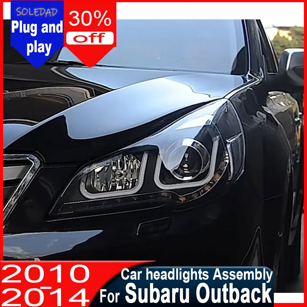 A pair Car Headlights For Subaru Outback 2010-2016 Headlights Day Running Light LED Bi Xenon Bulb Accessory  Head Lamp Assembly