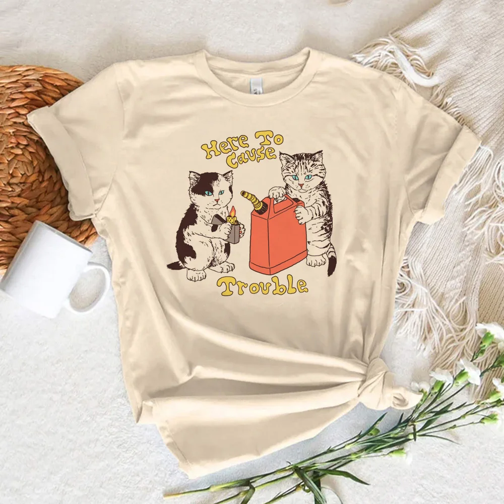 Funny Cat Tee women anime summer t shirt female graphic clothing