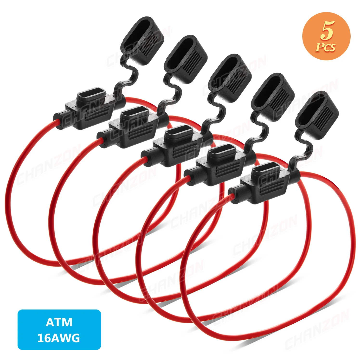 5pcs Auto Car Blade Inline Type ATM Mini Fuse Waterproof Holder Case Motor Tap Blow Blo 12V 32V 16 AWG Wire Cutoff Switch Socket