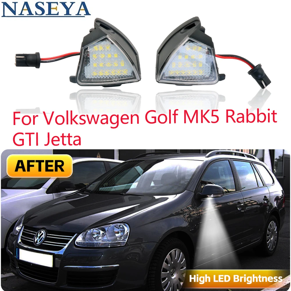 2 шт. автомобильный светодиодный светильник под боковым зеркалом заднего вида для Volkswagen Golf MK5 Rabbit GTI Jetta Courtesy Puddle Lamp Xenon White