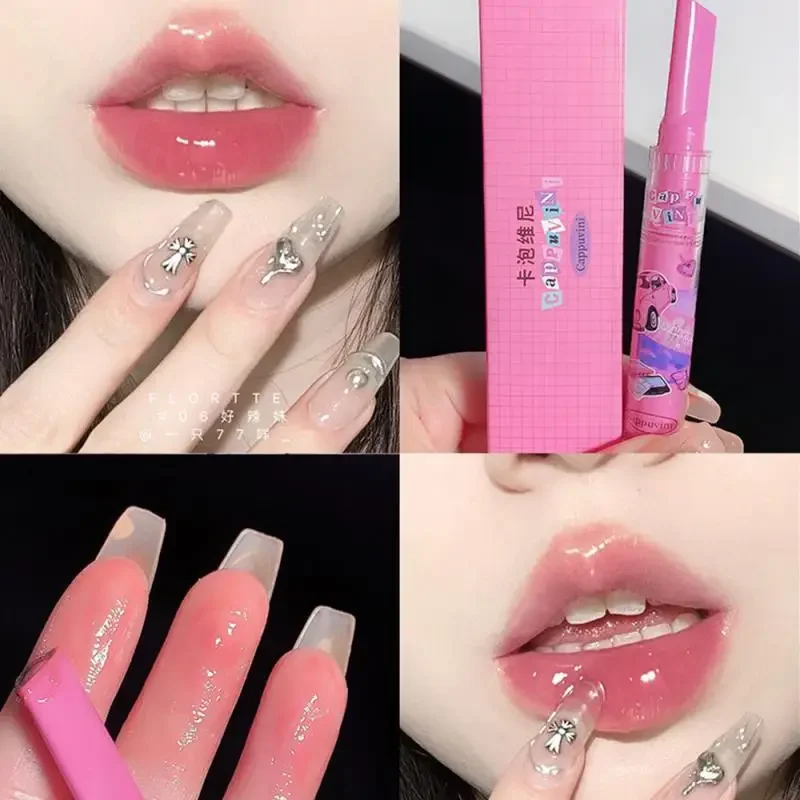 Jelly Lipstick Love Shape Waterproof Lasting Moisturizing Non-stick Cup Mirror Solid Lip Gloss Milk Tea Color Lip Gloss Makeup