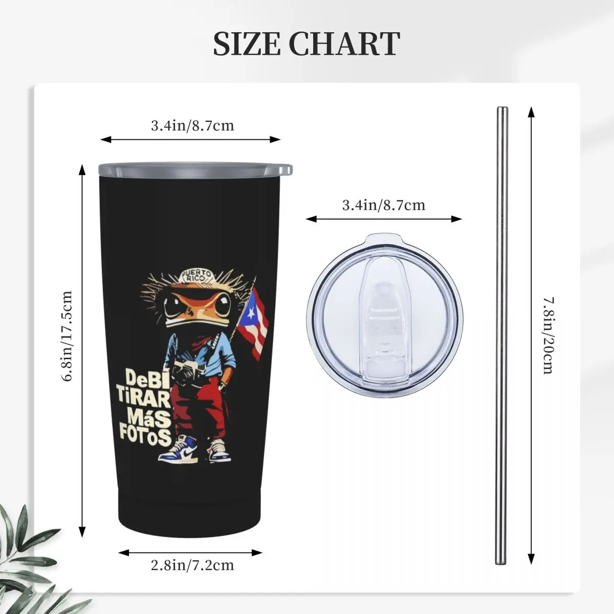 Bad Bunny DTMF Debi Tirar Mas Fotos Stainless Steel Tumbler Vacuum Insulated Mug Thermal Cold Cups Straw With Lid 20oz
