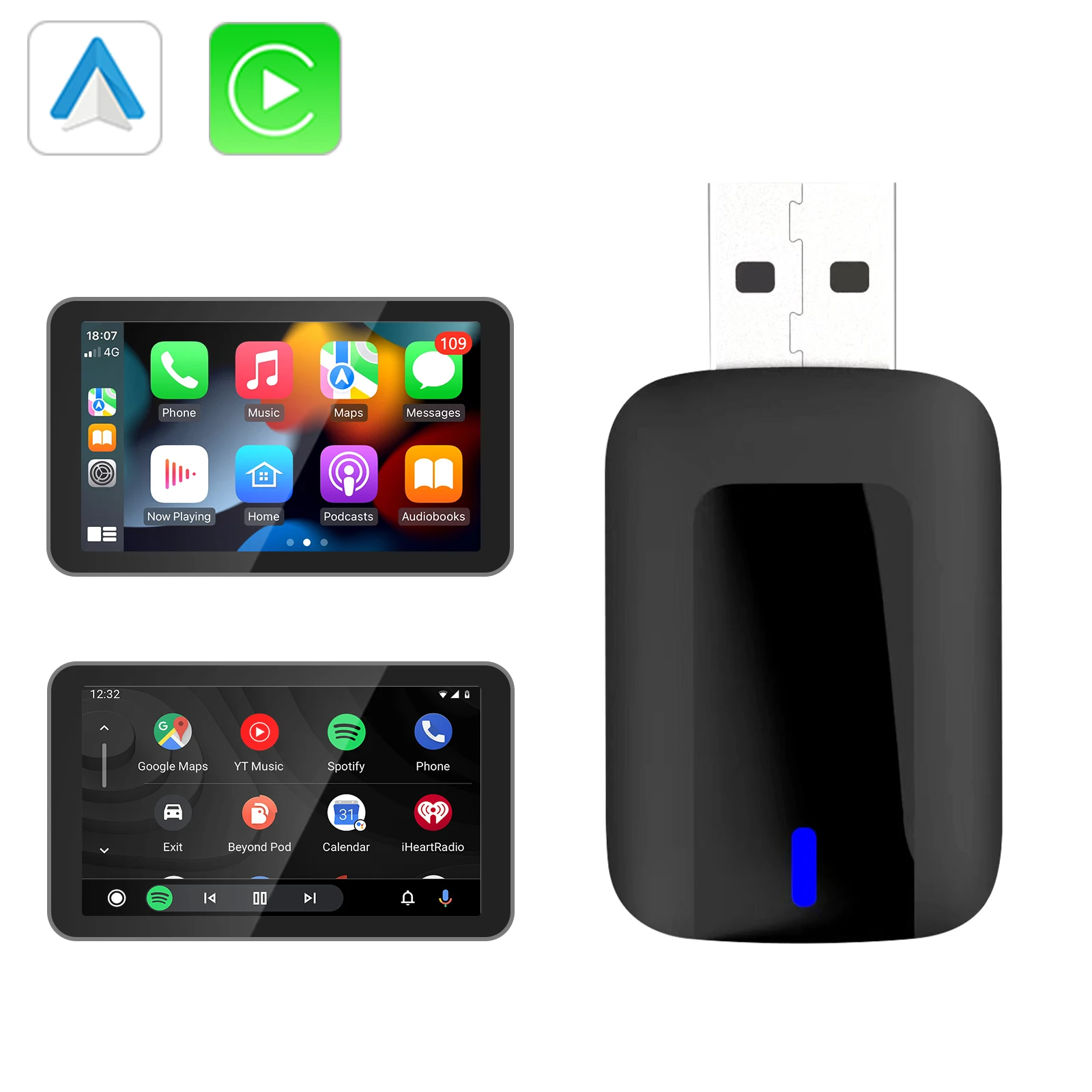 Car Wireless Carplay Apple Android Auto Box 2IN1 Car Machine Intelligent Interconnection Module Original Car La Smart Box