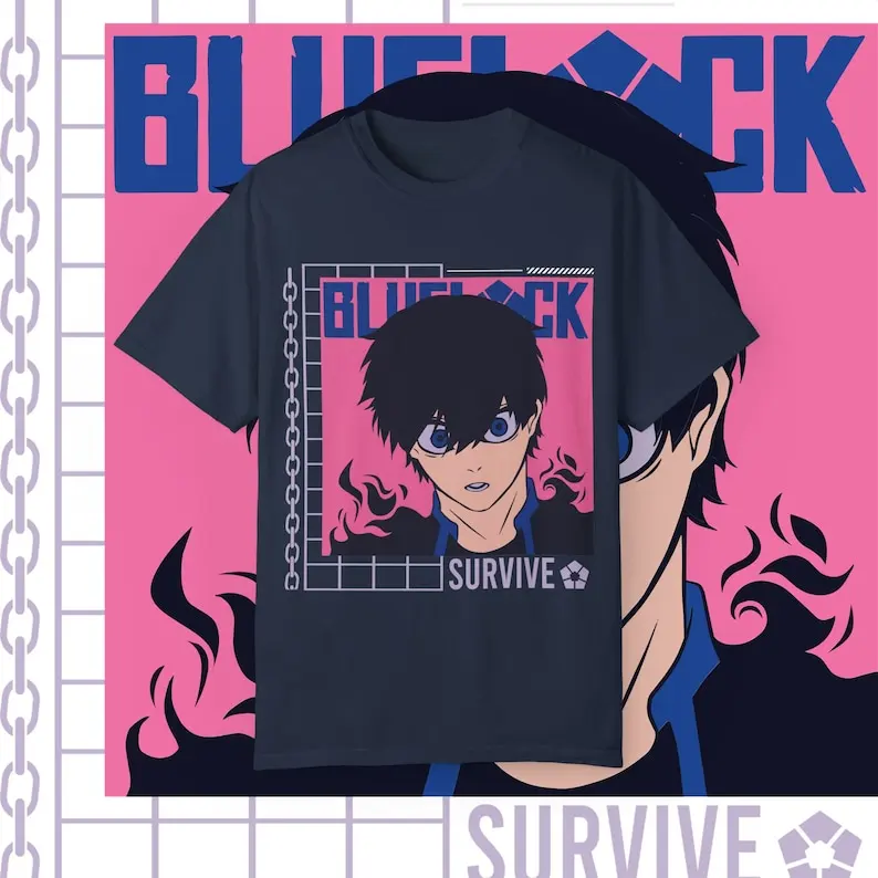 

Японское аниме Bluelock Японская уличная одежда рубашка аниме Merch Y2k одежда Японская уличная стильная футболка