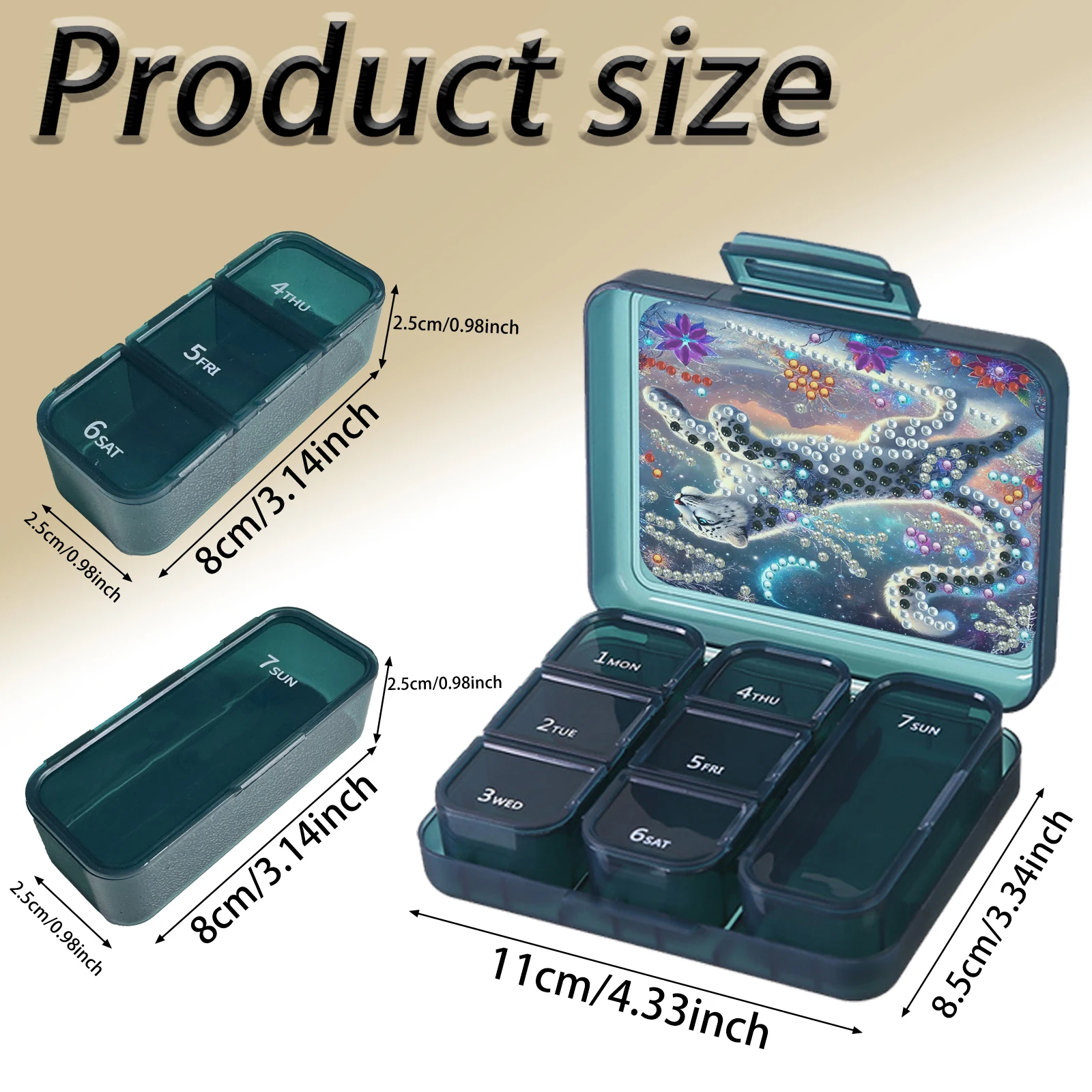 Diamond Painting Kit Square Organizer Box-Animal and Flower Patterns, DIY Special Shape Diamond Handmade Making Organizer Box