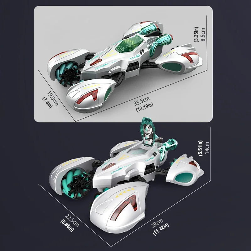 RCスタントカー デュアルリモコン 13CH 変形ロボットカー 四輪駆動 レーシングカー ジェスチャーセンシング キッズトイ 男の子向けギフト