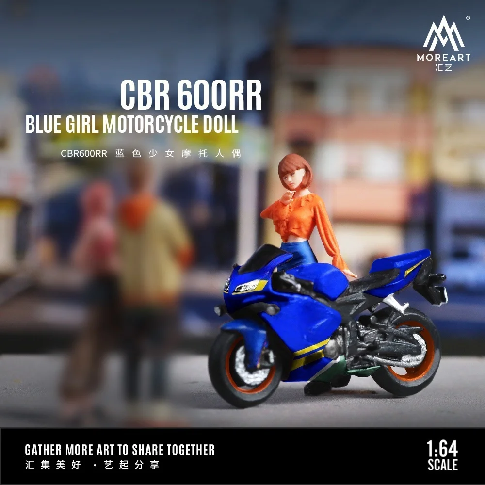 x-t-1-64-cbr-600rr-ブルーガールオートバイ人形セットモデルディスプレイ-コレクション-ギフト用